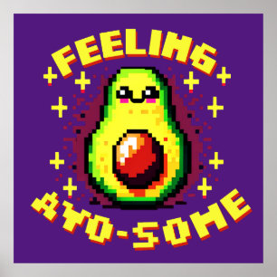Avo-some - Lustigt Pixel Art Avocado Design Poster