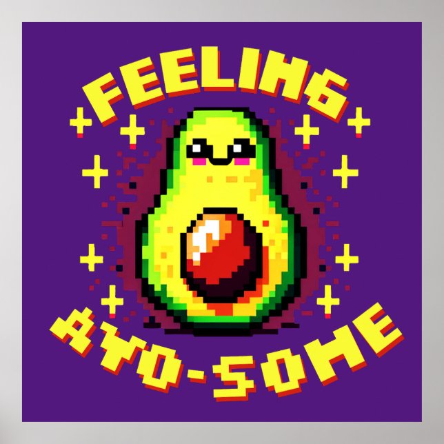 Avo-some - Lustigt Pixel Art Avocado Design Poster (Framsidan)
