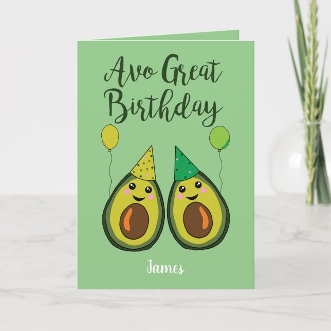 Avo Underbar Birthday Funny Avocado Food Pun Helgkort (Framsida)