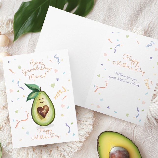 Avo Underbar Day Morsa! Avocado Lycklig Mors dag Kort (Avo Great Day Mum! Avocado Happy Mother's Day Card)