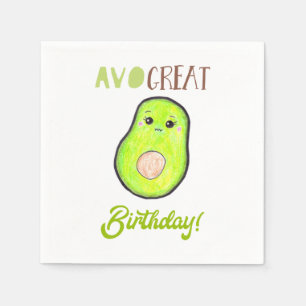 Avo underbar födelsedagskalkawaii hand plockade av pappersservett