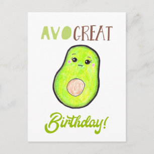 Avo underbar födelsedagskalkawaii hand plockade av vykort