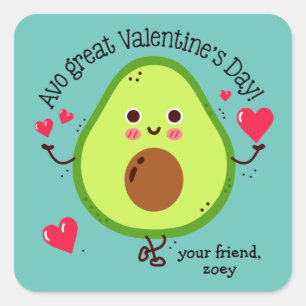 Avo Underbara Alla hjärtans dag Avocado Alla hjärt Fyrkantigt Klistermärke