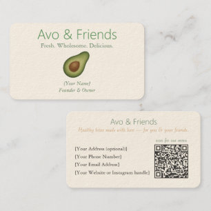 Avo & Vänner   Avocado Logotyp Health Food - Visitkort