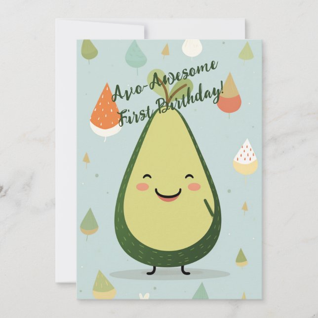 AvoAwsome 1:a Birthday Card Inbjudningar (Framsida)