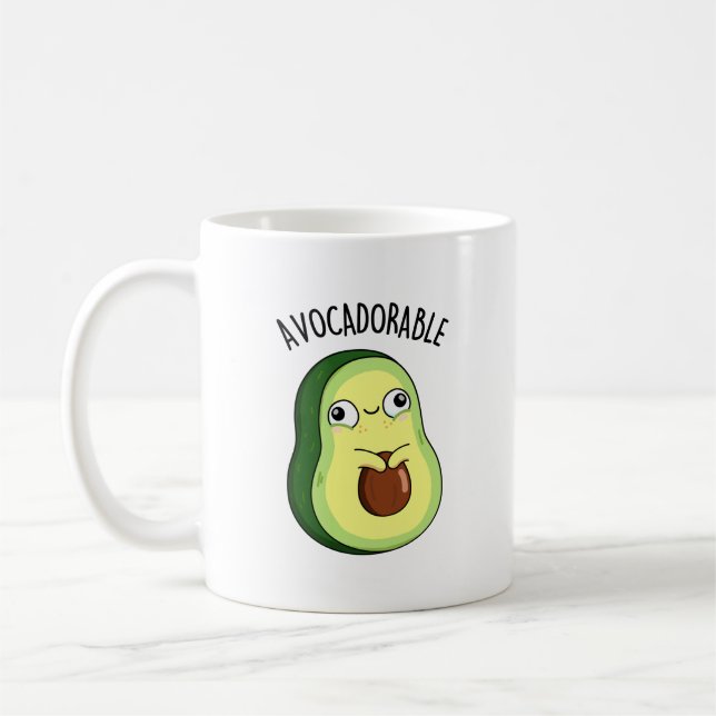 Avoc-adsible Funny Avocado Pun Kaffemugg (Vänster)