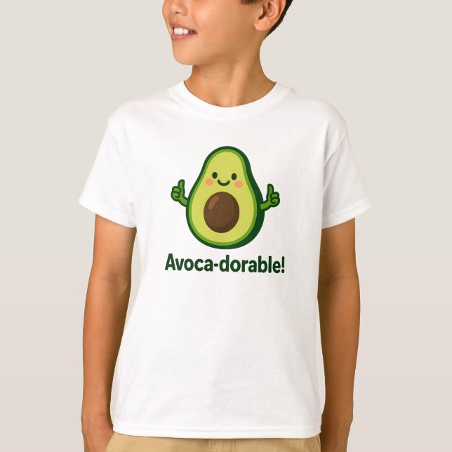 Avoca-dorabel Söt Grön Avokado Design T Shirt (Framsida)