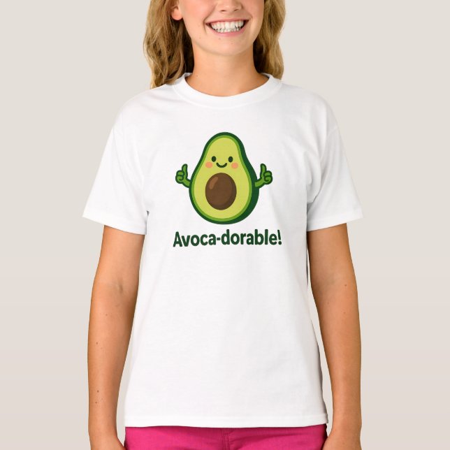 Avoca-dorabel Söt Grön Avokado Design T Shirt (Framsida)