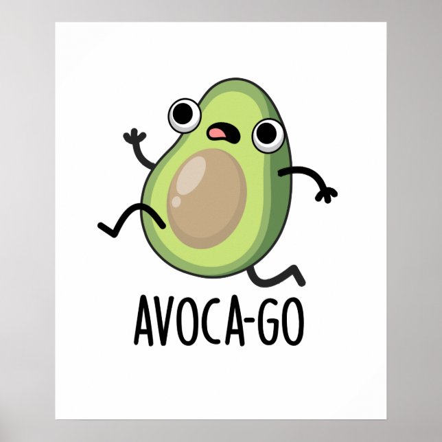 Avoca-go Funny Running Avocado Pun Poster (Framsidan)