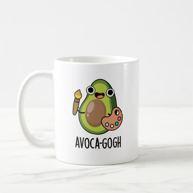 Avoca-gogh Funny Avocado Artist Pun Kaffemugg (Vänster)