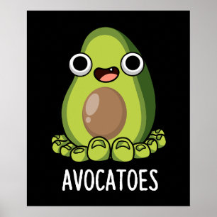 Avoca-tår Roliga Avokado-Ordlekar Mörk Bakgrund Poster