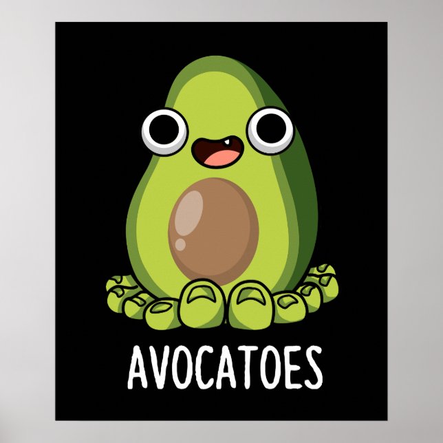 Avoca-tår Roliga Avokado-Ordlekar Mörk Bakgrund Poster (Framsidan)