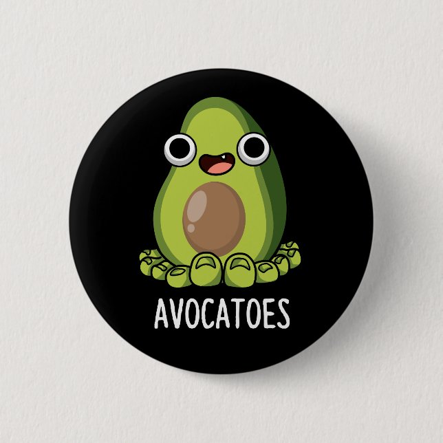 Avoca-tår Roliga Avokado Puns Mörk Bakgrund Knapp (Framsida)