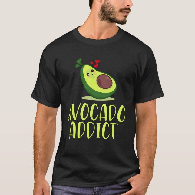 Avocado Addict Guacamole Fruits Vegetables Broccol T Shirt (Framsida)