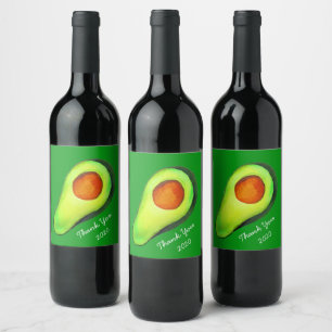 Avocado addito grönt söt konst vinflaska etikett