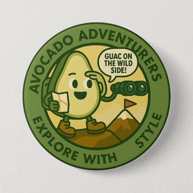 Avocado Adventurers Explore With Style Knapp (Framsida)