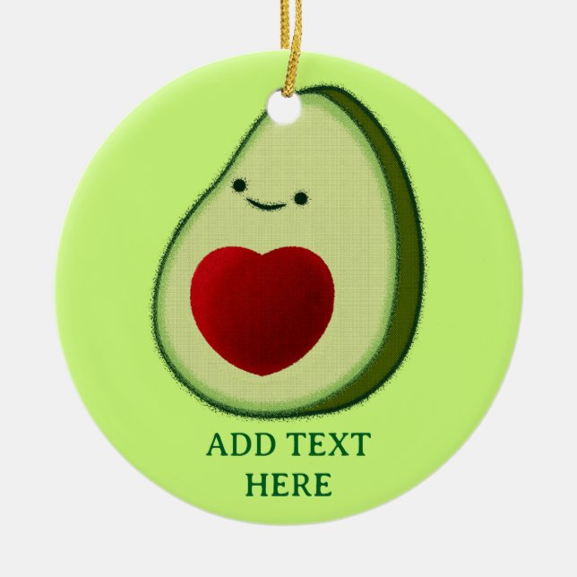 Avocado Älskare Cute Tecknad Julgransprydnad Keramik (Framsidan)