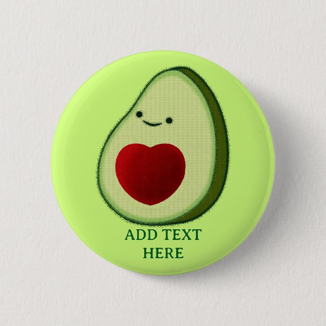 Avocado Älskare Cute Tecknad Knapp (Framsida)