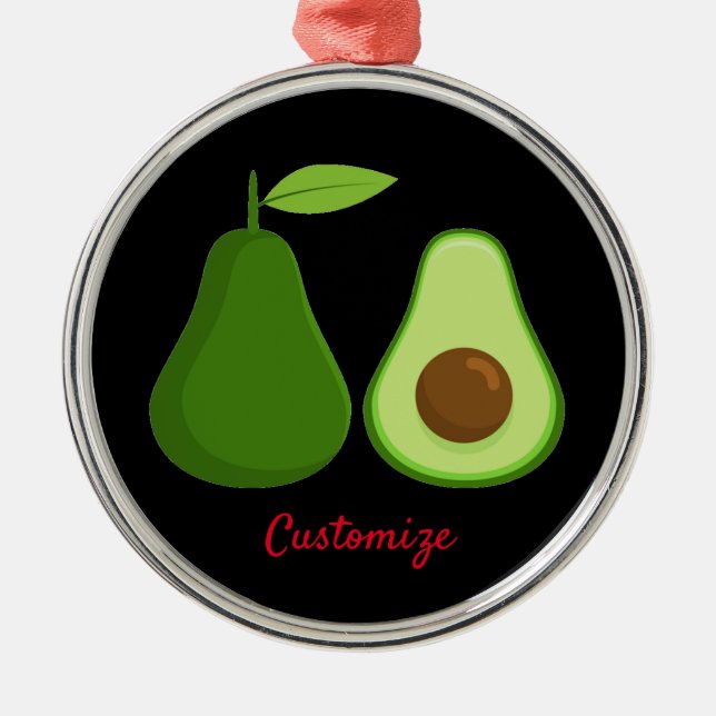 Avocado Älskare Design Thunder_Cove Julgransprydnad Metall (Framsidan)
