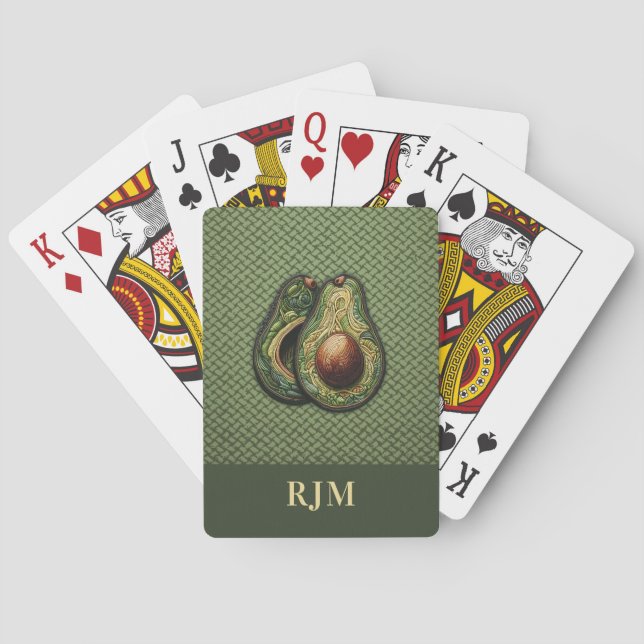 Avocado Älskare Faux Embroidery Casinokort (Baksidan)