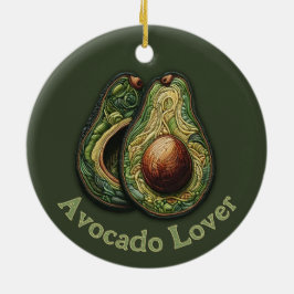 Avocado Älskare Faux Embroidery Julgransprydnad Keramik