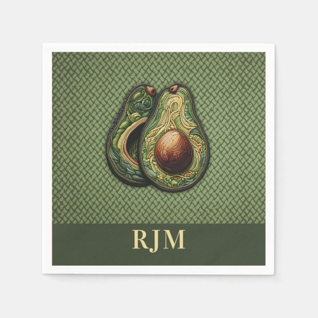 Avocado Älskare Faux Embroidery Pappersservett (Framsidan)