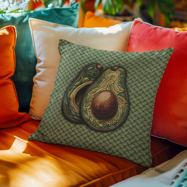 Avocado Älskare Faux Embroized Kudde (Skapare uppladdad)