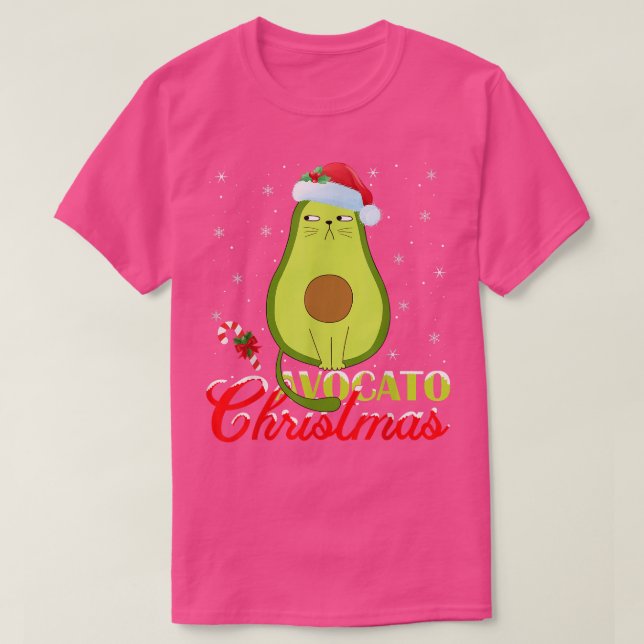 Avocado Älskare Julafton Ljus Santa Avocado Cat Kr T Shirt (Design framsida)