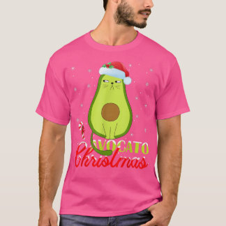 Avocado Älskare Julafton Ljus Santa Avocado Cat Kr T Shirt