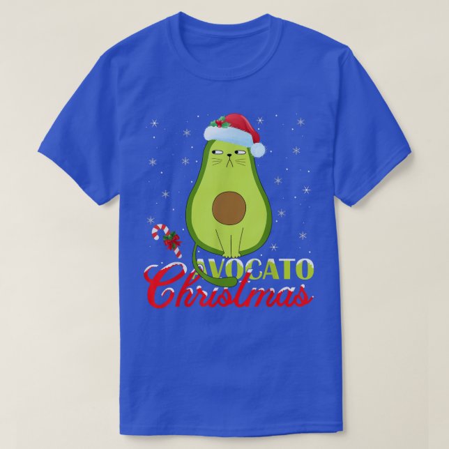 Avocado Älskare Julafton Ljus Santa Avocado Cat Kr T Shirt (Design framsida)