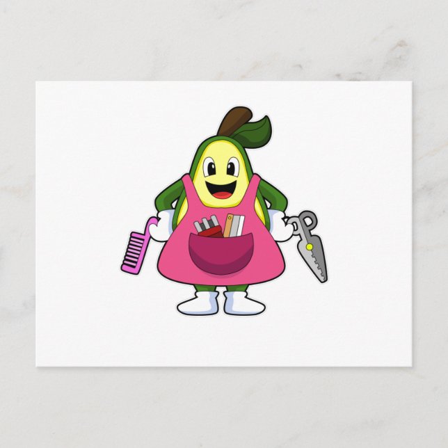Avocado as Hairdresser with Scissors & Comb Vykort (Framsida)