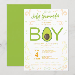 Avocado Baby Shower Boy Guacamole Taco Party Inbjudningar