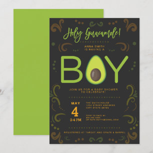 Avocado Baby Shower Boy Guacamole Taco Party Inbjudningar