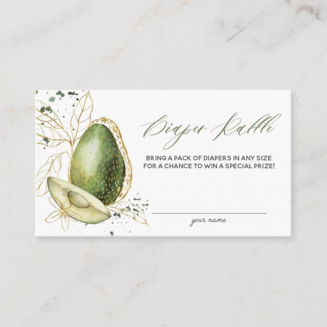 Avocado Baby Shower Diaper Raffle Card Visitkort (Framsida)