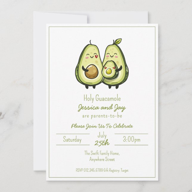 Avocado Baby Shower Inbjudningar (Framsida)