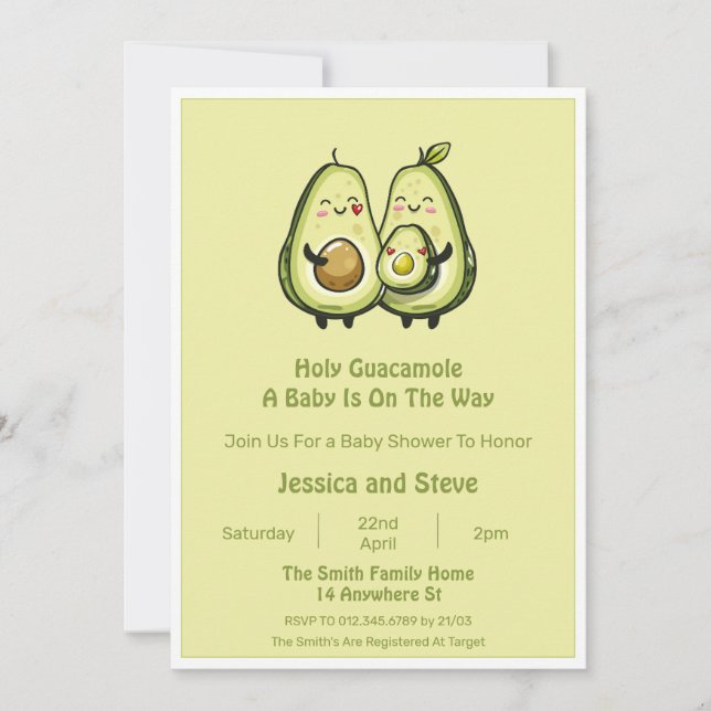 Avocado Baby Shower Inbjudningar (Framsida)