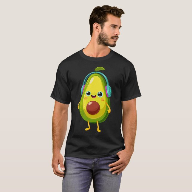 Avocado Beats | Söt DJ-avocadodesign T Shirt (Hel framsida)