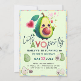 Avocado Birthday Heliga Guacamole Cute Fiesta part Inbjudningar