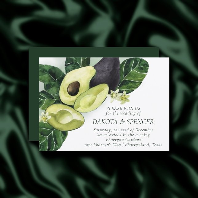 Avocado-Blommar | Mörk grönt frukt Bröllop Inbjudningar (Skapare uppladdad)