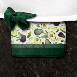 Avocado-Blommar Mörk grönt frukt Mönster Badrumsmatta
