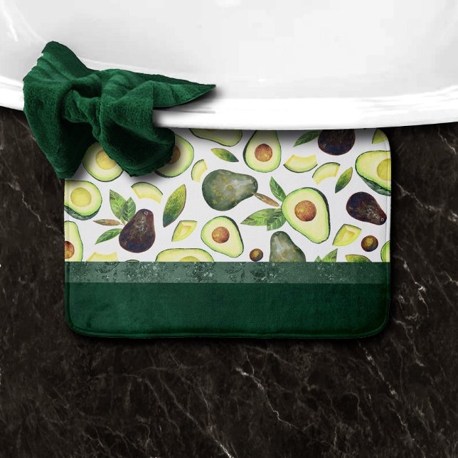 Avocado-Blommar | Mörk grönt frukt Mönster Badrumsmatta (Skapare uppladdad)