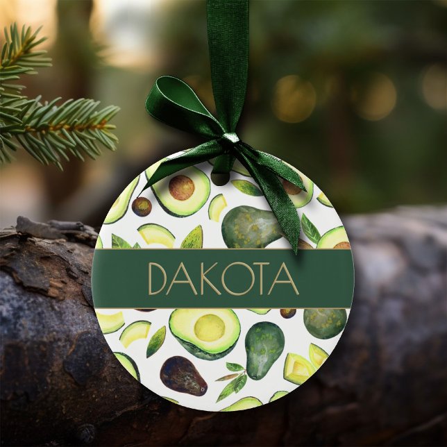 Avocado-Blommar | Mörk grönt frukt Mönster Julgransprydnad Keramik (Skapare uppladdad)