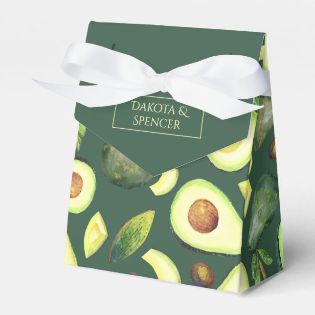 Avocado-Blommar | Mörk grönt frukt Mönster Presentaskar (Framsidan Sidan)