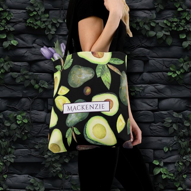 Avocado-Blommar | Mörk grönt frukt Mönster Tygkasse (Skapare uppladdad)