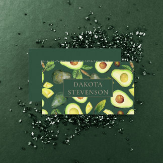 Avocado-Blommar | Mörk grönt Professionell i Ryssl Visitkort