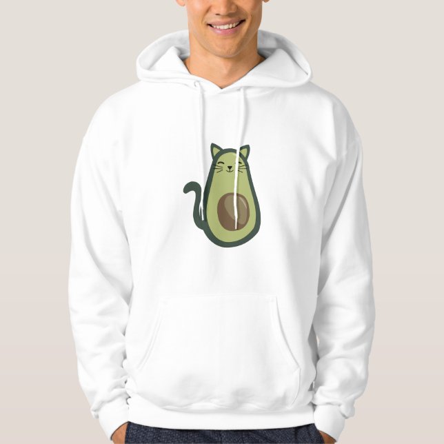 Avocado Cat Funny Eating Grönt Kitten Meow Hoodie (Framsida)