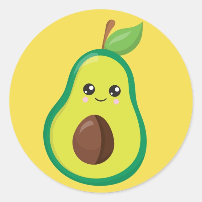 Avocado Charm Runt Klistermärke (Framsida)