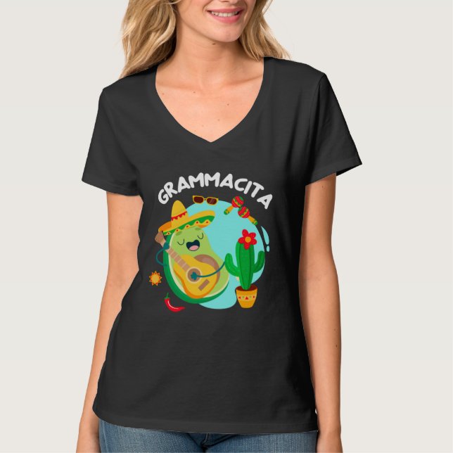 Avocado Cinco De Mayo Grammacita Guacamole Grandma T Shirt (Framsida)