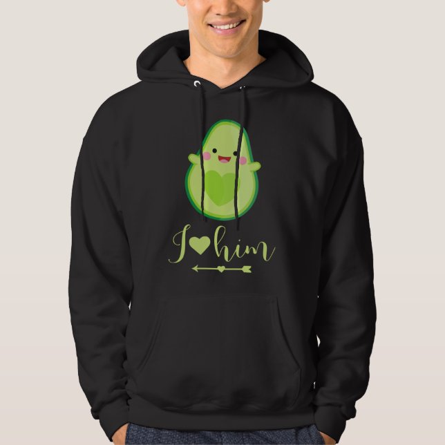 Avocado couple I love him partner Valentine s Day Hoodie (Framsida)