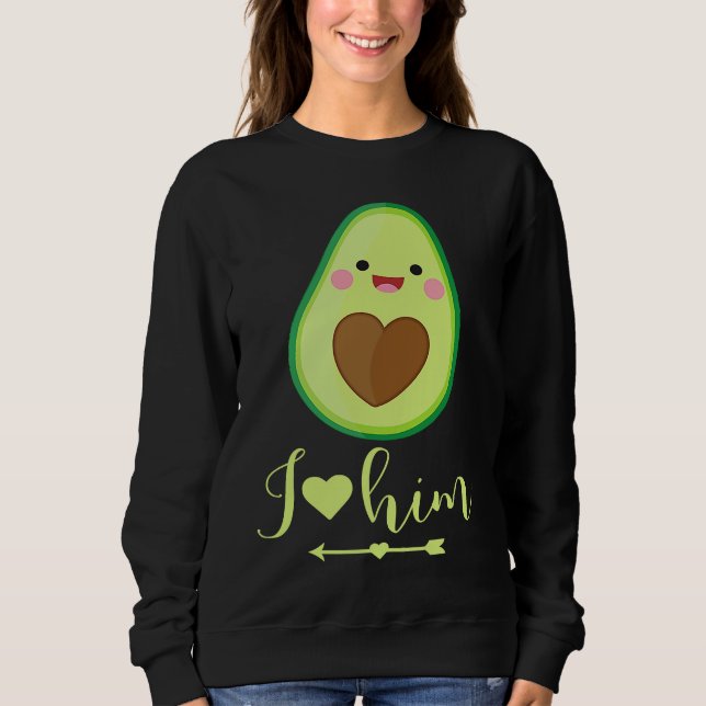 Avocado couple I love him partner Valentine's Day T Shirt (Framsida)
